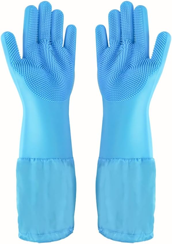 Pet Grooming Gloves Pet Hair Remover Cat, Dog Washing Gloves Silicone Heat Resistant Cleaning Gloves with High-Density Teeth Grooming Gloves for Dogs, Cats, Horses, Rabbits (1 Pair - Gray) - Image 9