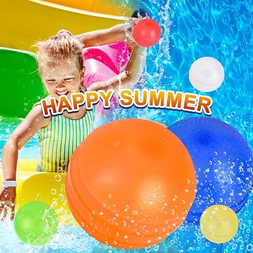 Twenty four deflated RYTABEE reusable water balloons packed neatly inside the included black drawstring mesh storage bag