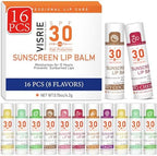 Visrie Spf 30 Lip Sunscreen front view packaging showing 16 pack bulk set.