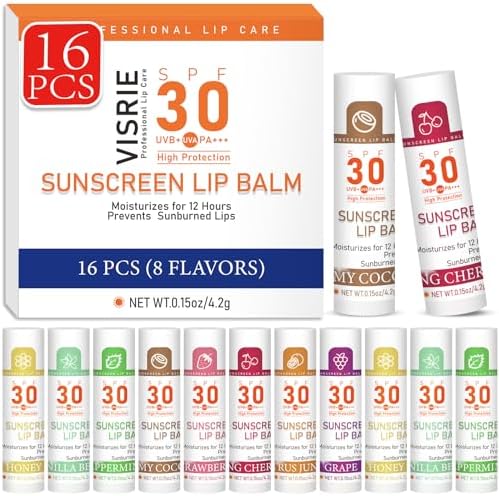 Visrie SPF 30 lip sunscreen 16-pack set front view