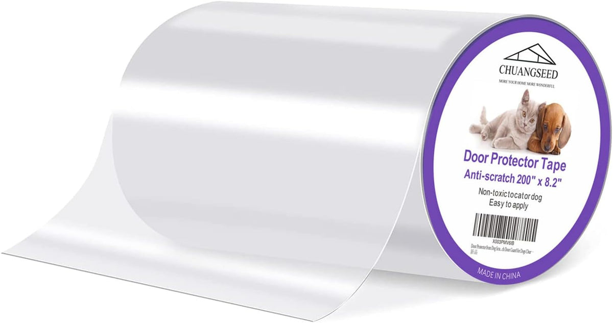 Door Protector from Dog Scratching 118" x 8.2" Cat Scratch Door Frame Single Side Adhesive Protector Anti Dog Scratch Door Guard for Dogs Clear CHUANGSEED - Image 9