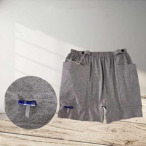 HUKSOSE medical underwear waistband showing the button strap for securing catheter tubes.