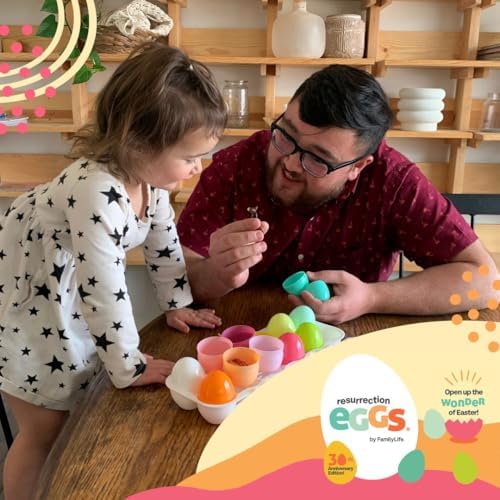 Children interacting with the FamilyLife faith-based Easter egg hunt kit