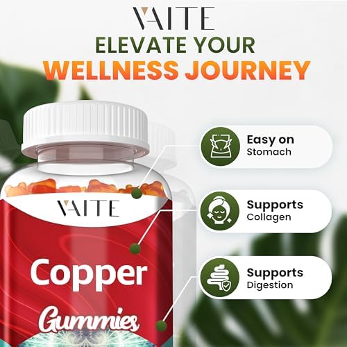 Orange flavored chelated copper vegan gummies nutritional facts label view
