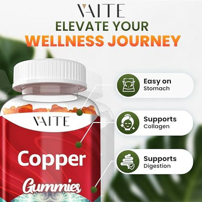 Orange flavored chelated copper vegan gummies nutritional facts label view
