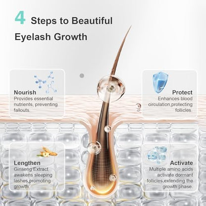 Premium eight milliliter eyelash growth enhancer packaging showing vegan logo