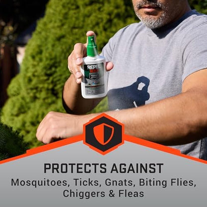 Side profile view of the authentic USA imported Repel 100 mosquito repellent packaging