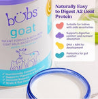 Bubs Goat Milk Infant Formula nutritional information label and feeding guide