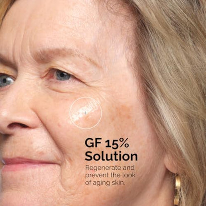 Growth factor treatment targeting visible signs of skin aging