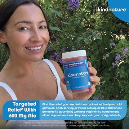 Kindnature ALA 600mg dietary supplement chewable gummies texture and color