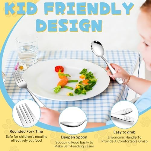 Polished stainless steel finish on Lianyu kids cutlery set