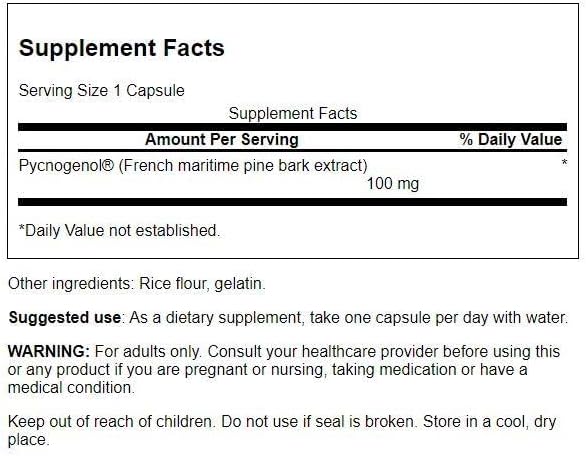 Swanson Ultra Pycnogenol supplement bottle highlighting the French maritime pine bark extract details