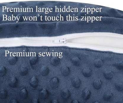 Side by side view of Bilokonda grey and navy nursing pillow slipcovers