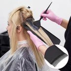 Hair stylist using balayage board for precise sectioning