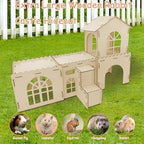 YUEPET Extra Large Wooden Bunny Castle, Ventilated Rabbit Castle Hideaway with Stairs, Detachable Small Animal Hideout & Habitats for Indoor Outdoor Dwarf Rabbits Bunnies to Hide & Play - Image 6