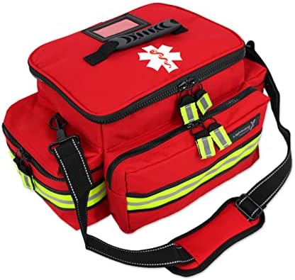 Side profile of Lightning X mid-sized first aid kit showing multiple zippered pockets.