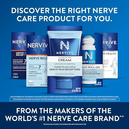Nervive occasional nerve discomfort supplement showing seven day relief claim