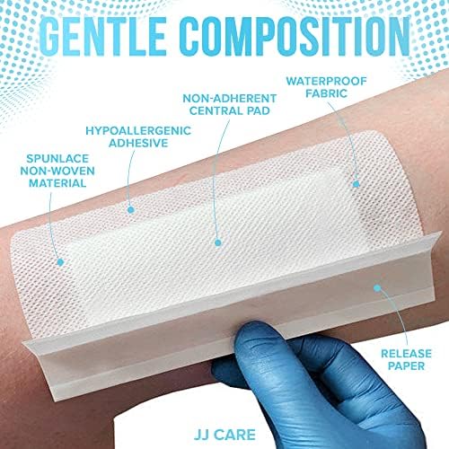 Waterproof adhesive island wound dressing layer breakdown illustration