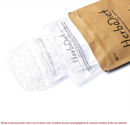 Close up of Herbadiet organic silica powder texture.