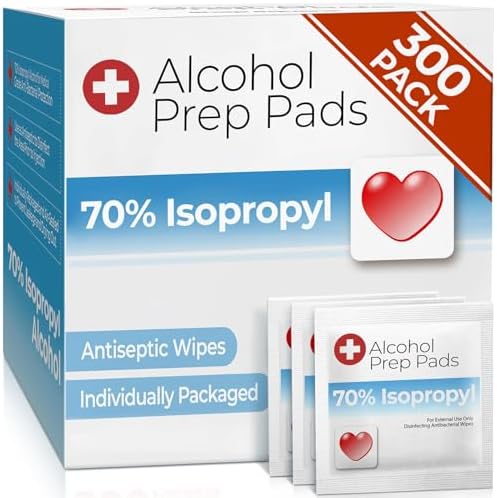 Shop Square Alcohol Wipes 300 Pack front view showing box and individual packets
