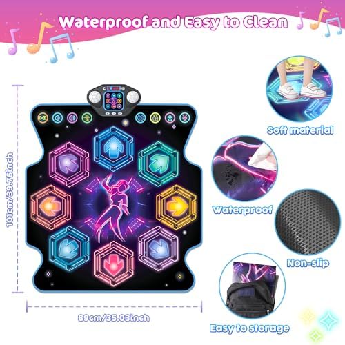 Ã£â‚¬ÂUpgradedÃ£â‚¬â€˜ Dance Mat Toys for 3-12 Year Old Girls Boys, Electronic Light-up Dance Pad with Wireless Bluetooth 8-Buttons 9 Levels, Dancing Mat for Kids Music Game Xmas Birthday Gifts Toddler - Image 6