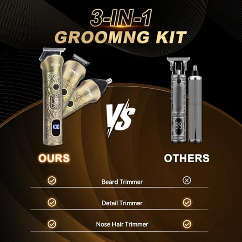 Ufree cordless barber clippers with detachable nose ear trimmer head attachments