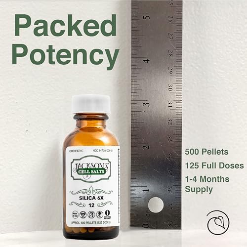 Jacksons 12 Silica 6X amber glass bottle for potency