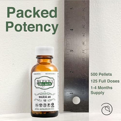 Jacksons 12 Silica 6X amber glass bottle for potency