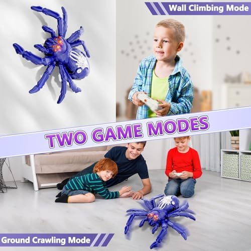 Infowush RC wall climbing spider on a glass surface