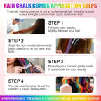 Washable hair chalk combs displayed for festival styling