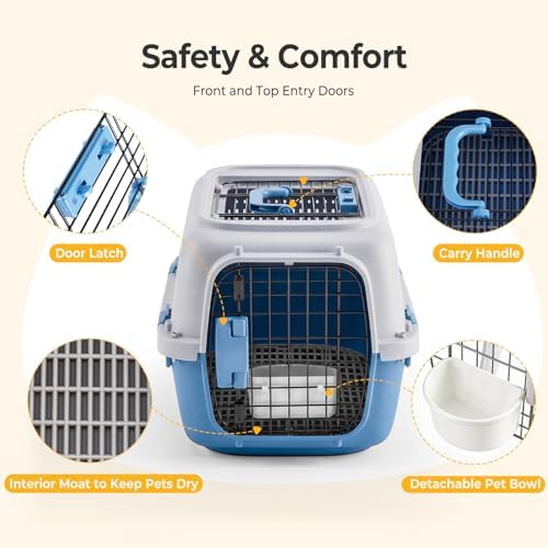 NEWBULIG small pet carrier integrated food bowl attachment close up