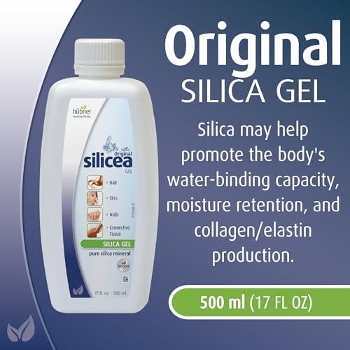 Hubner Original Silicea Gel packaging showing hair skin and nails benefits
