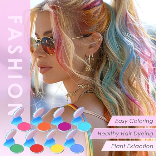 Vibrant hair color transformation with chalk set