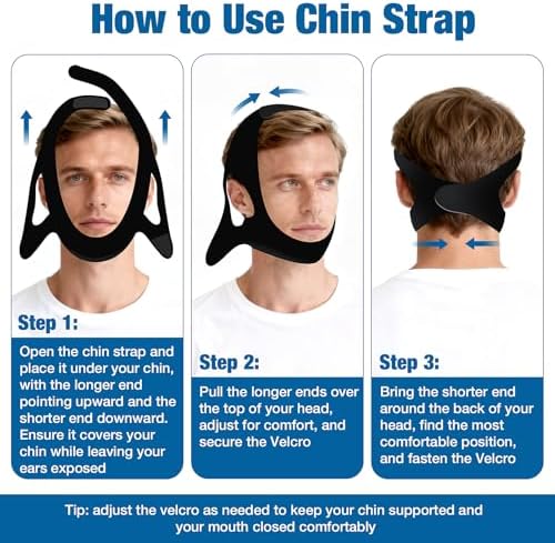 Ergonomic ear hole design of the anti-snore jaw alignment strap.