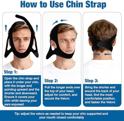 Ergonomic ear hole design of the anti-snore jaw alignment strap.