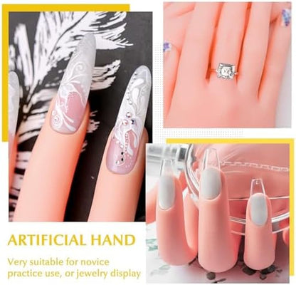 Krofaue fake hand displaying false nail tips