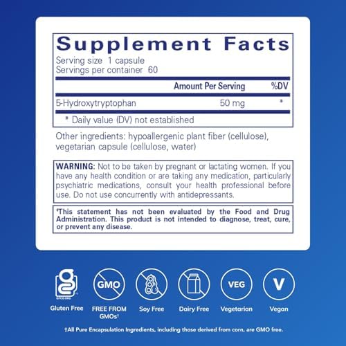 Pure Encapsulations 5-HTP 50mg supplement facts and ingredients list