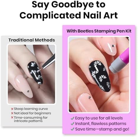 Beetles 10 pieces nail art transfer pen kit components