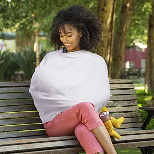 Munchkin 5-in-1 nursing cover used as a car seat canopy