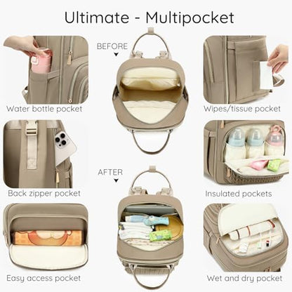AIJIEKE large waterproof maternity tote packed with baby travel essentials