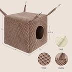 Niteangel hanging cube bed showing circular entrance hole