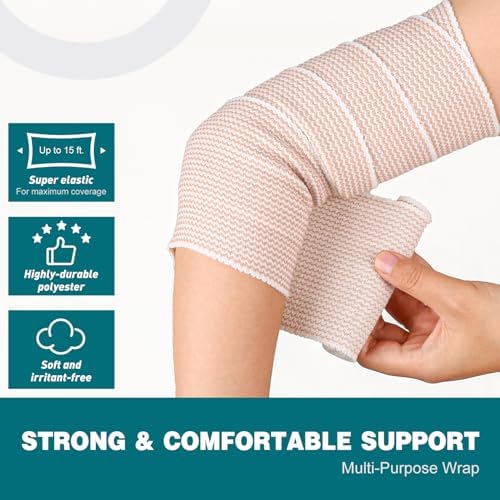 Close up of the hook-and-loop closure on an AZEN elastic bandage roll.