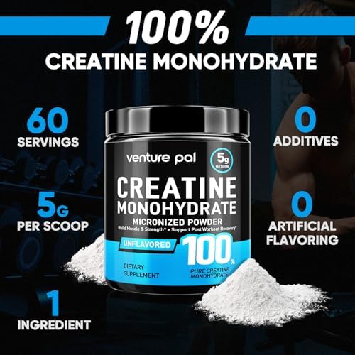 Venture Pal dietary supplement tub shown with fitness and workout gear