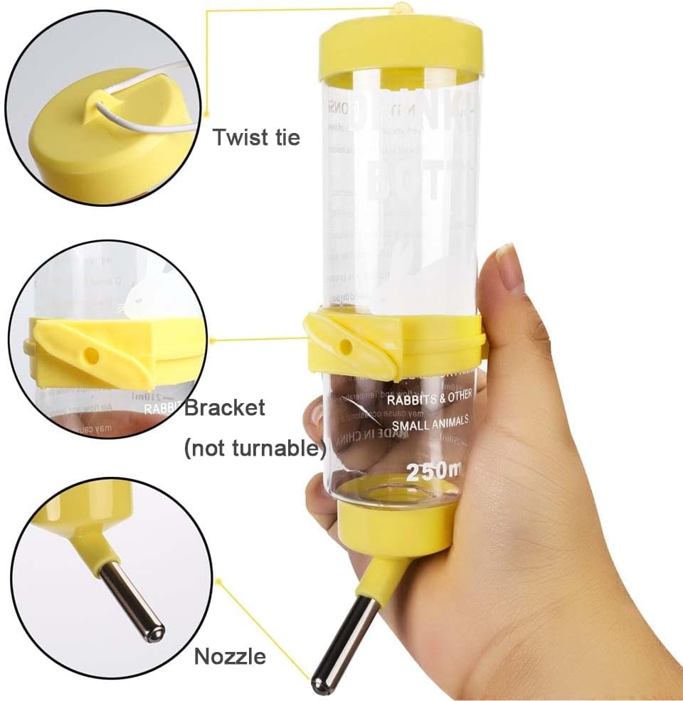 Two pack water bottles for guinea pigs and rabbits with brackets