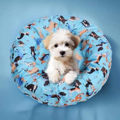 Blue replacement cover for small and medium round pet beds