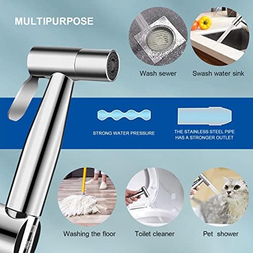 Demonstration of the bidet sprayer set installed next to a toilet fixture