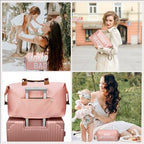 Printe diaper bag showing the two included organizer pouches