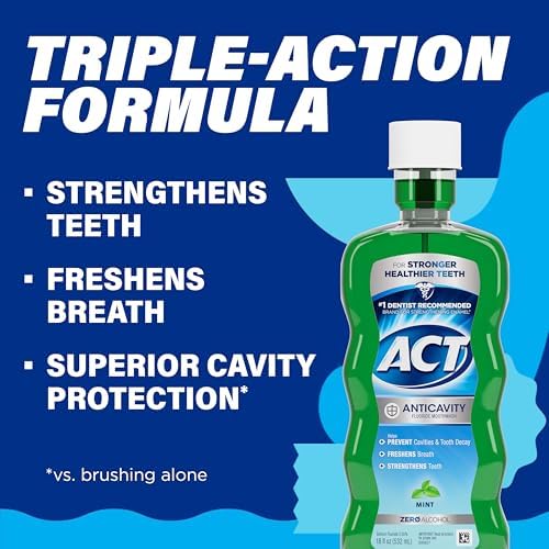 Authentic USA imported ACT anticavity fluoride rinse for daily family dental care routine