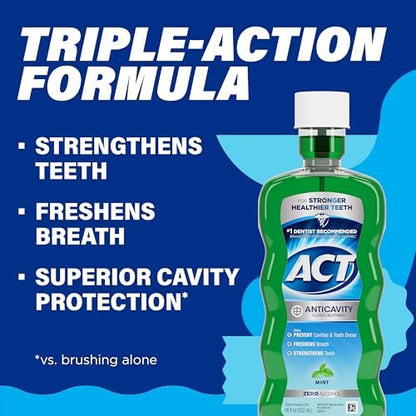Authentic USA imported ACT anticavity fluoride rinse for daily family dental care routine