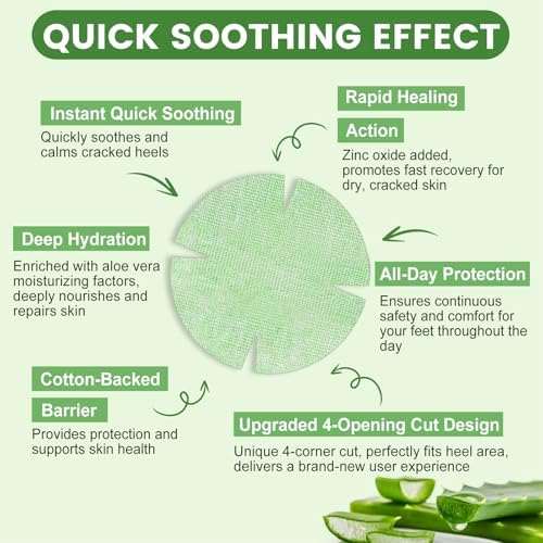 Application view of the aloe vera infused patch on a dry cracked heel.